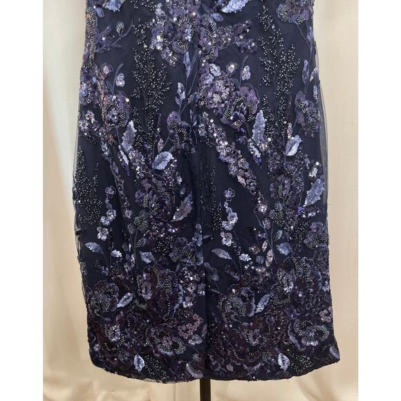 La Femme Short Beaded Lace Dress Illusion Top & Sleeves Plus Size 16 NWT Altered - Picture 13 of 14